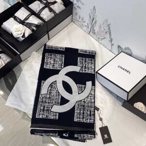 Woven Statement Scarf – Black & Ivory Graphic Design